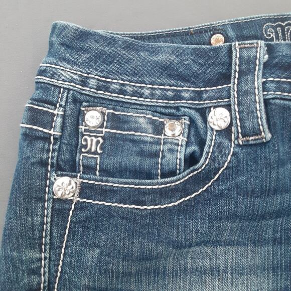 Miss Me Womens Denim Cut Off Shorts Embellished Sequin Stones Size 27 Western - Picture 2 of 14